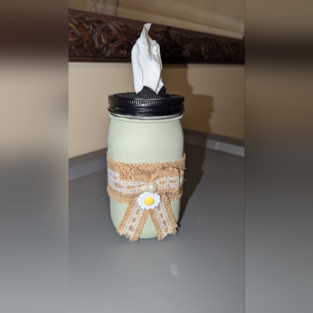 Decorative quart Mason Jar Tissue Holder